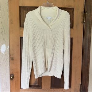 Charter Club Petite Off White Cable Knit Sweater